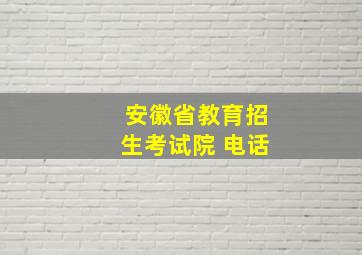 安徽省教育招生考试院 电话